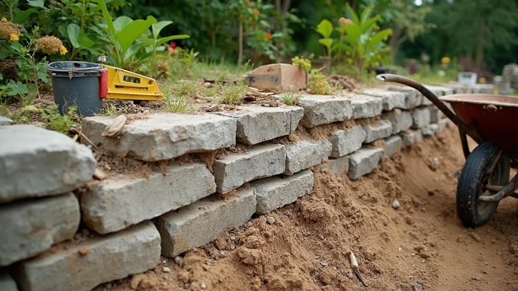 constructing retaining wall step by step instructions