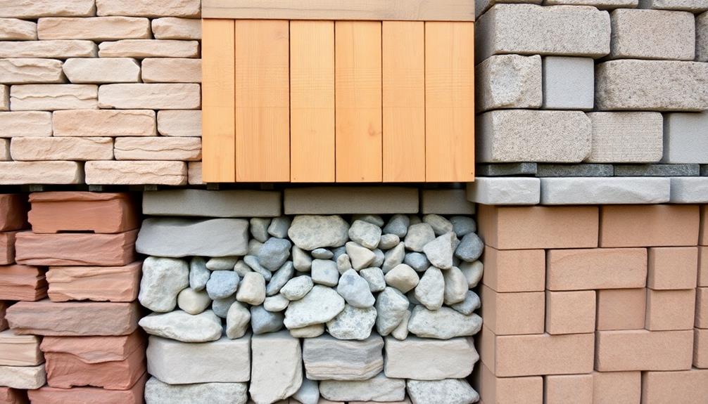 diverse retaining wall construction materials