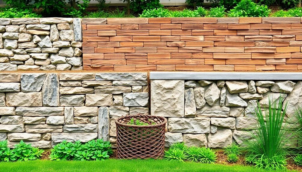 diverse retaining wall material options