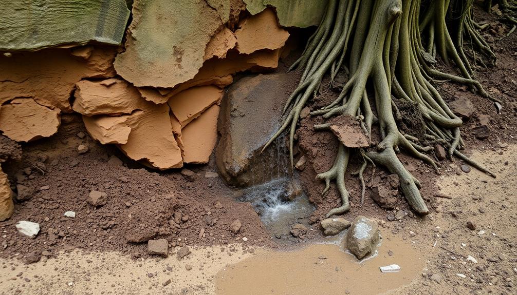 wall retained soil erosion